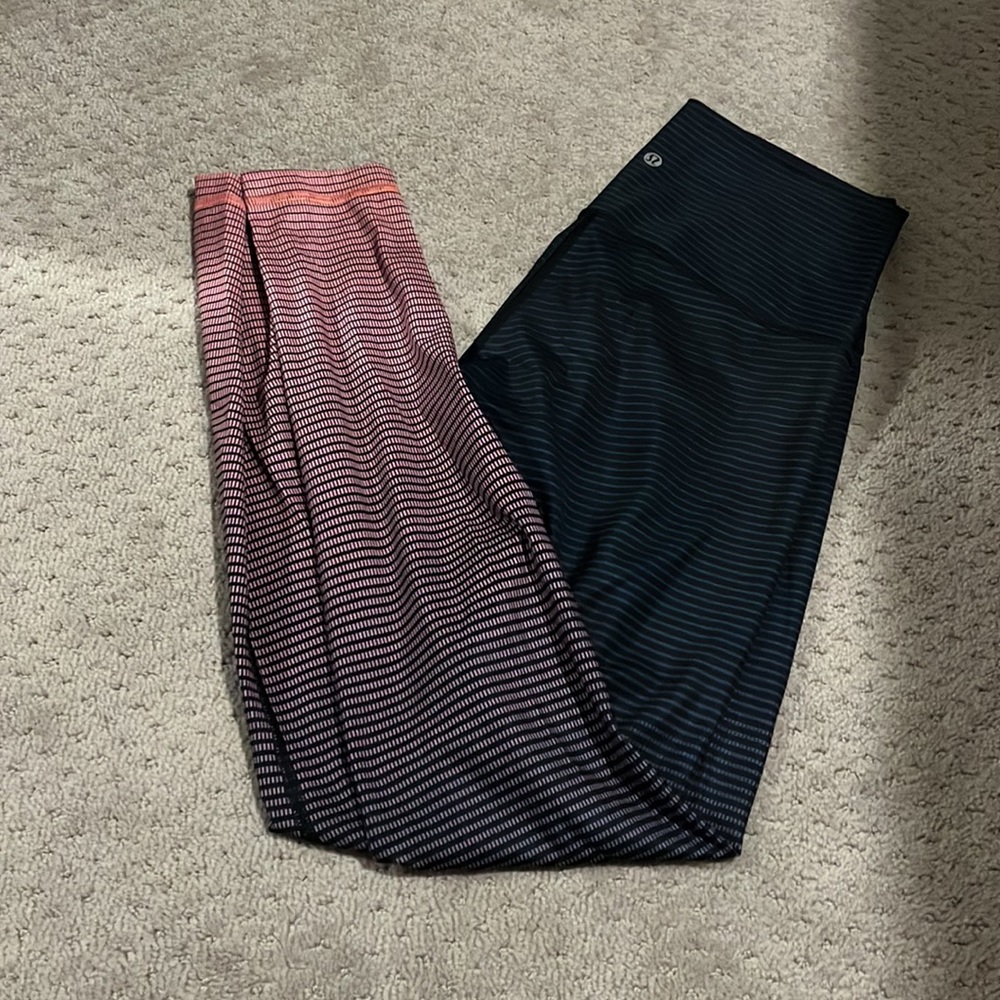 lululemon athletica Pink and Black Leggings